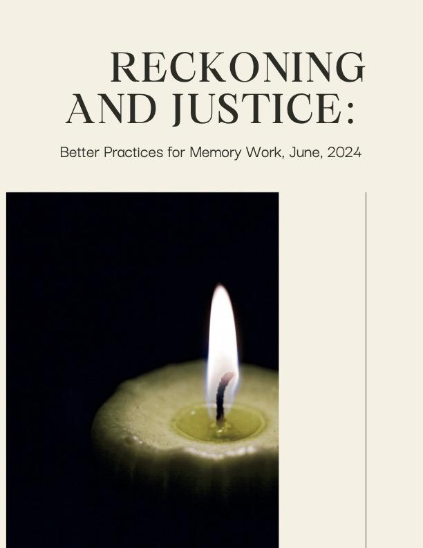 Reckoning and Justice booklet cover: photo of candle flame under title
