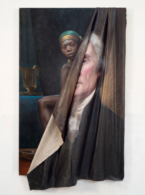 TITUS KAPHAR, “Behind the Myth of Benevolence,” 2014 (oil on canvas). | Collection of Guillermo Nicolas and Jim Foster, © Titus Kaphar. Courtesy of the artist and Jack Shainman Gallery, New York